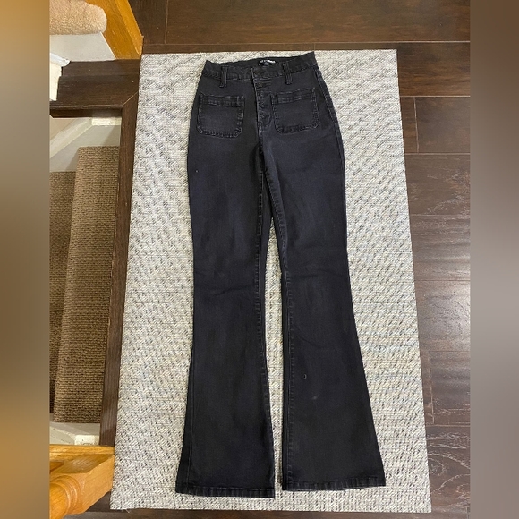 Fashion Nova Flare Button Jeans - Picture 1 of 4
